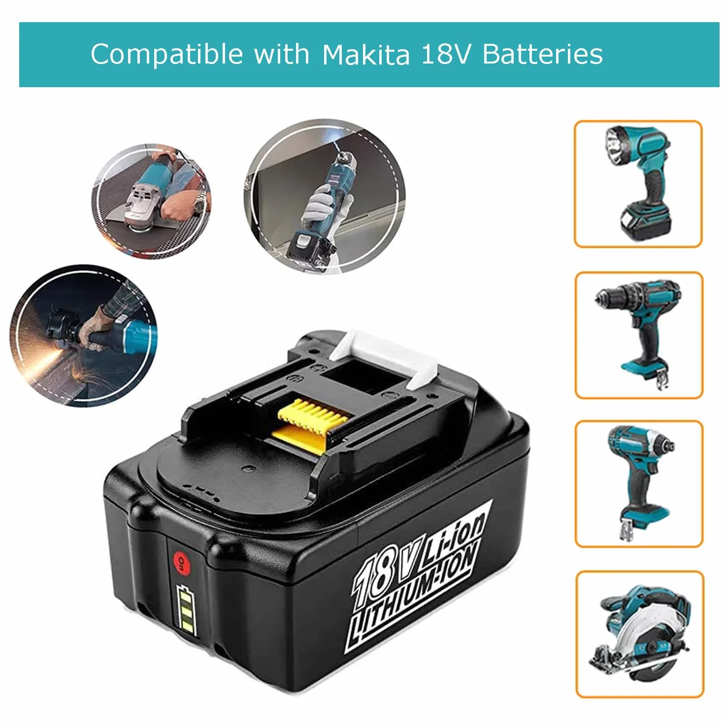 Akumulator kompatybilny z akumulatorem Makita 18 V z ładowarką DC18RC do BL1860B BL1850B BL1850 BL1840 BL1830, do akumulatorowej piły łańcuchowej MAK DUC353 DUC355Z, DDF485Z, 2 sztuki