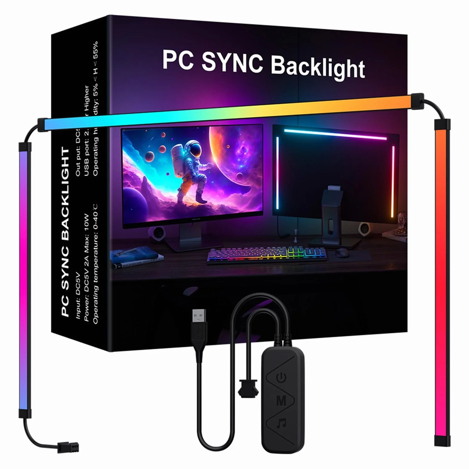 Monitor Podświetlenie LED do komputera Taśmy LED Światła Rytm muzyki Dynamiczne światło lampy Synchronizacja za monitorem Oprogramowanie Sterowanie kolorami Tryb dynamiczny do (27 cali)