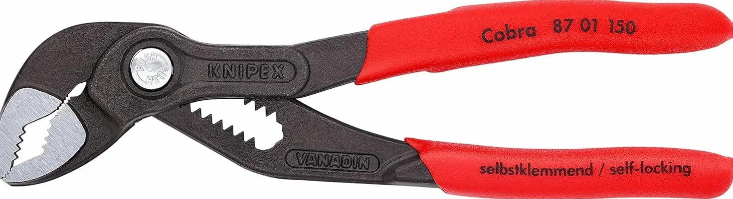 KNIPEX Cobra Szczypce nastawne do rur nowej generacji fosforanowana, szara pokryte antypoślizgowym tworzywem sztucznym 150 mm, 87 01 150