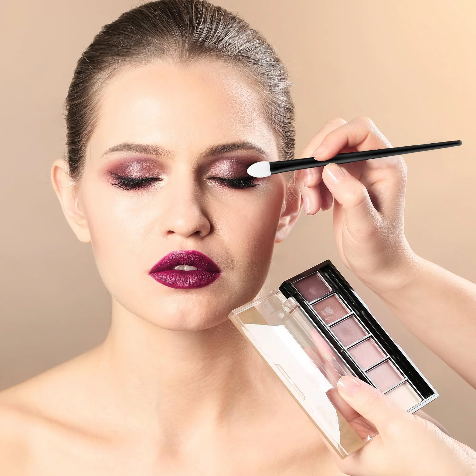 Ymapinc Silikonowy zestaw pędzli do cieni do powiek, 6 sztuk, aplikator cieni do powiek, aplikator cieni do powiek, płynna maska na oczy, maseczka do ust, krem pod oczy, szminka, mały czarny pędzel do