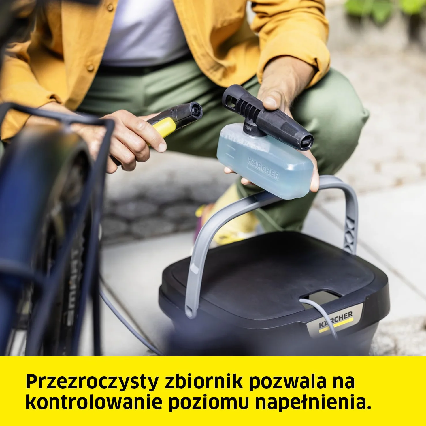 Kärcher dysza pianowa, do dozowania środków czyszczących, zbiornik: 0,35 l, regulowany kąt spryskiwania, oryginalny dodatek do myjek terenowych Kärcher OC 3, OC 3 Plus i OC 3 Foldable