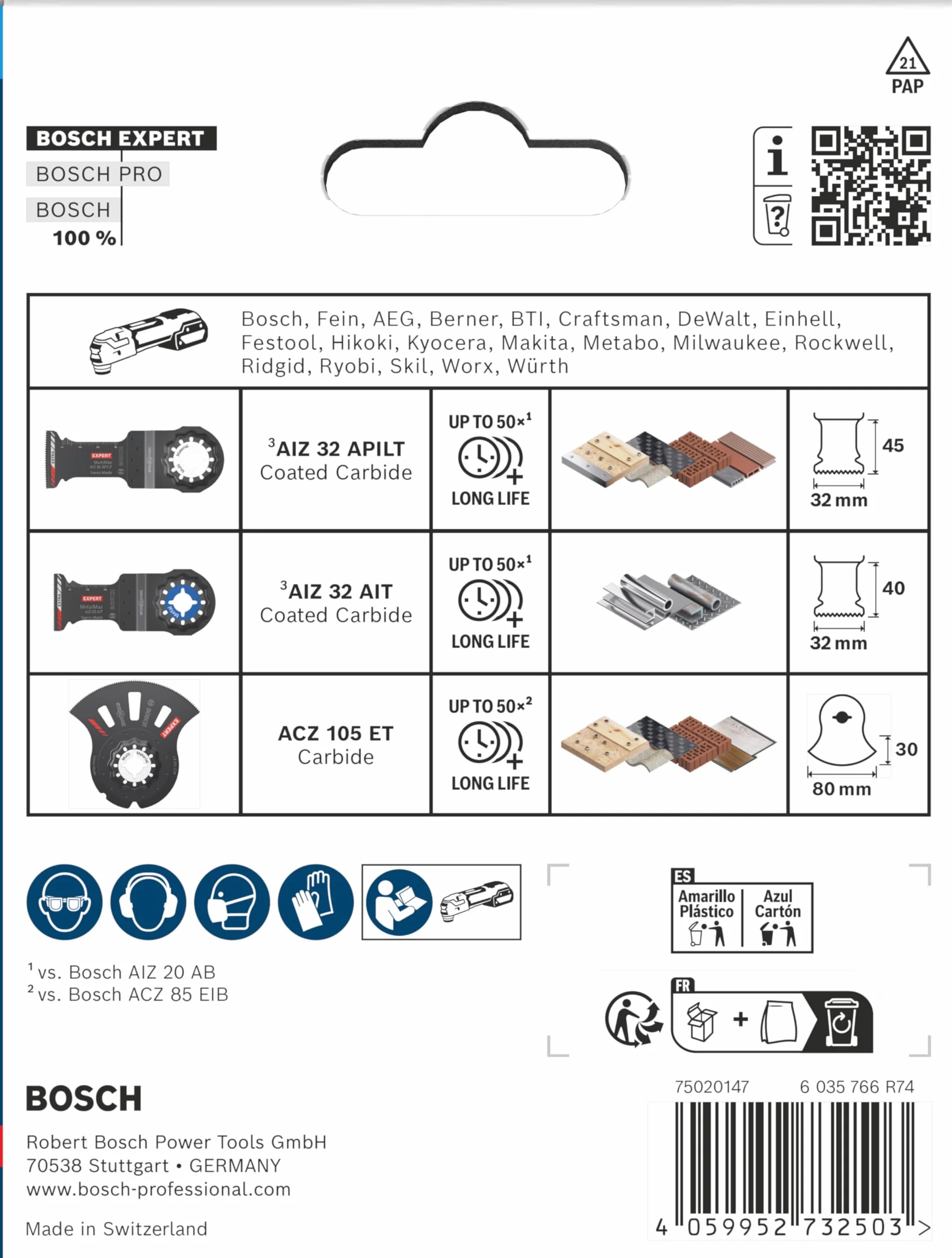 Bosch 3X Expert zestaw do cięcia (do rur ze stali nierdzewnej, drewna z metalem, długość mm, profesjonalne akcesoria wielofunkcyjne)