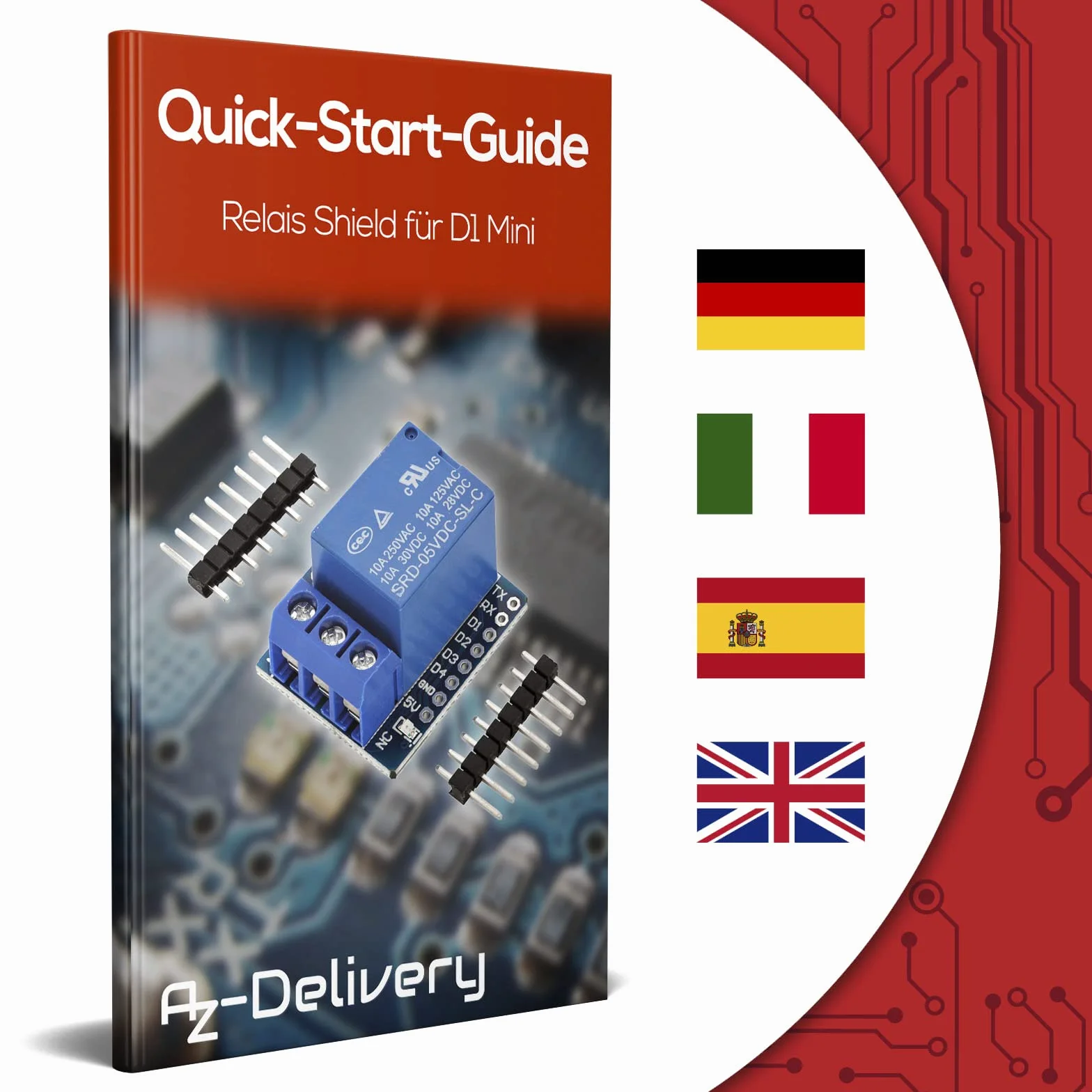 AZDelivery 5 x 1-Relay Shield dla D1 Mini w tym E-Book!