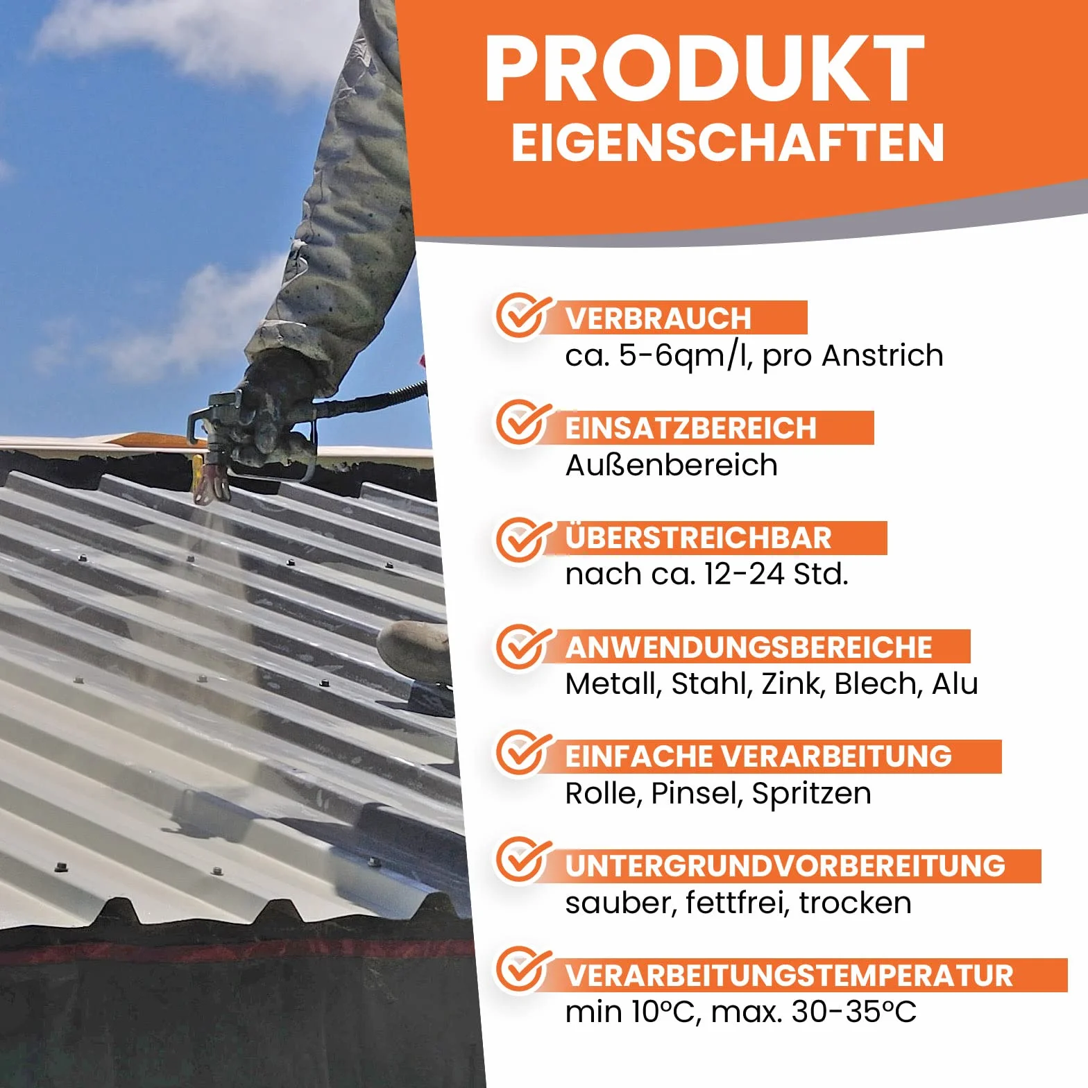 BEKATEQ LS-580 farba dachowa 3 w 1 szary beton 5 l jedwabisty połysk do metalowego dachu