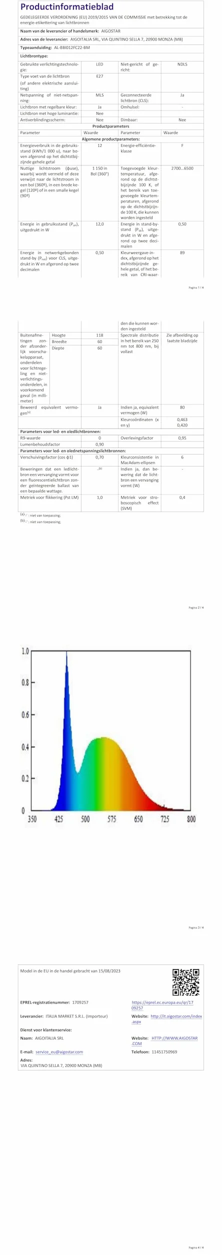 Aigostar - Inteligentna żarówka A60 Bluetooth Mesh. 2700–6500K, ściemnialna RGB. Gwint E27, 12 W, 1150 lm. Inteligentna żarówka LED kompatybilna z Alexą. W zestawie pilot zdalnego sterowania. 6 sztuk