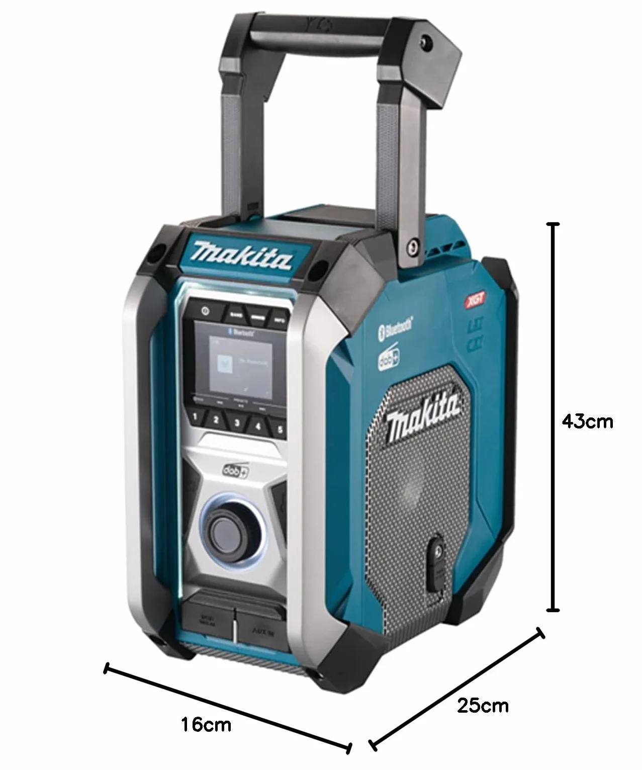 Makita MR007GZ akumulatorowe radio budowlane 18 V-40 V maks. (bez akumulatora, bez ładowarki), petrol