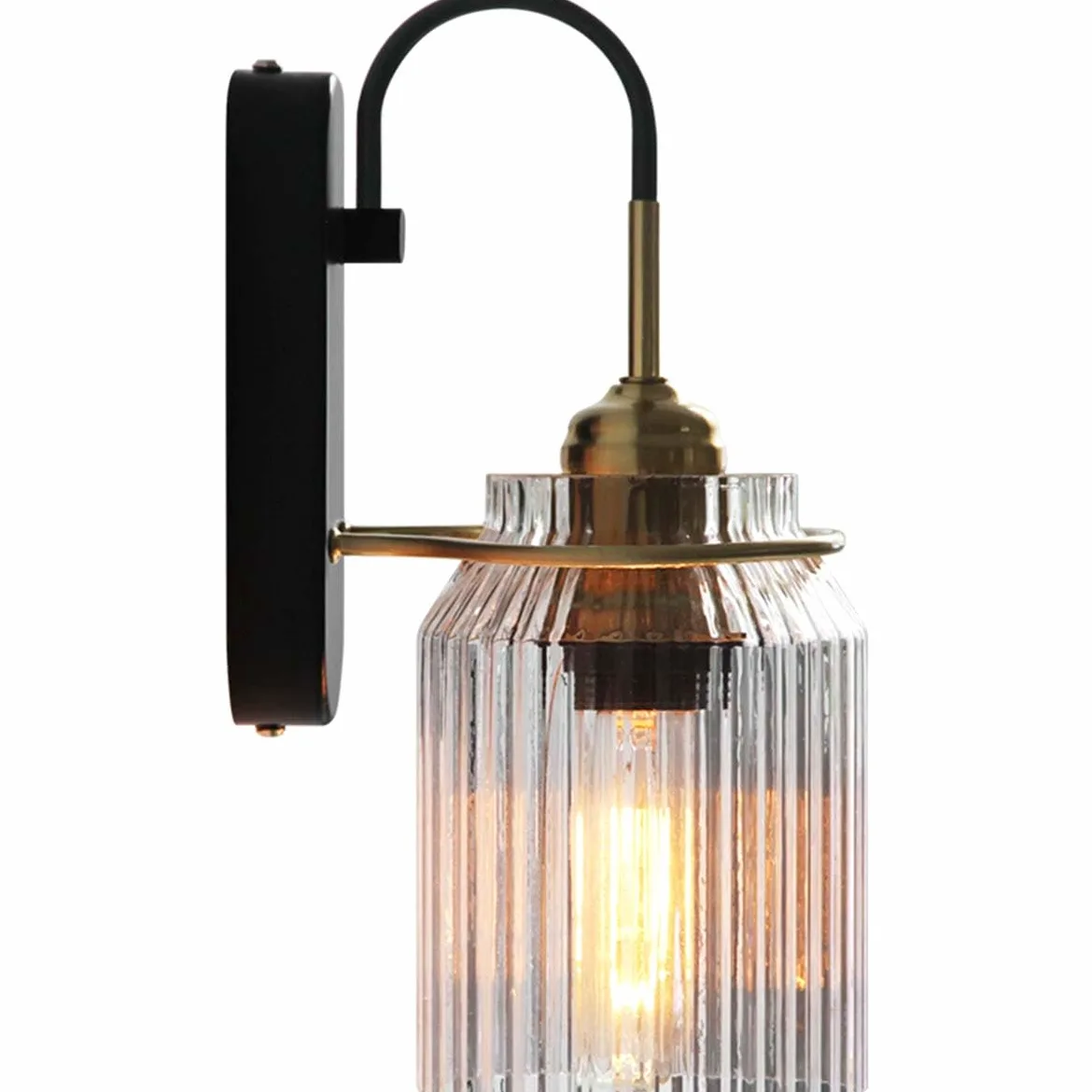 Szklana lampa ścienna E27 w stylu vintage, lampa ścienna do wnętrz w stylu industrialnym, retro, w kształcie lejka, kryształowa lampa ścienna z metalową podstawą, lampka nocna, dekoracyjna lampa do s