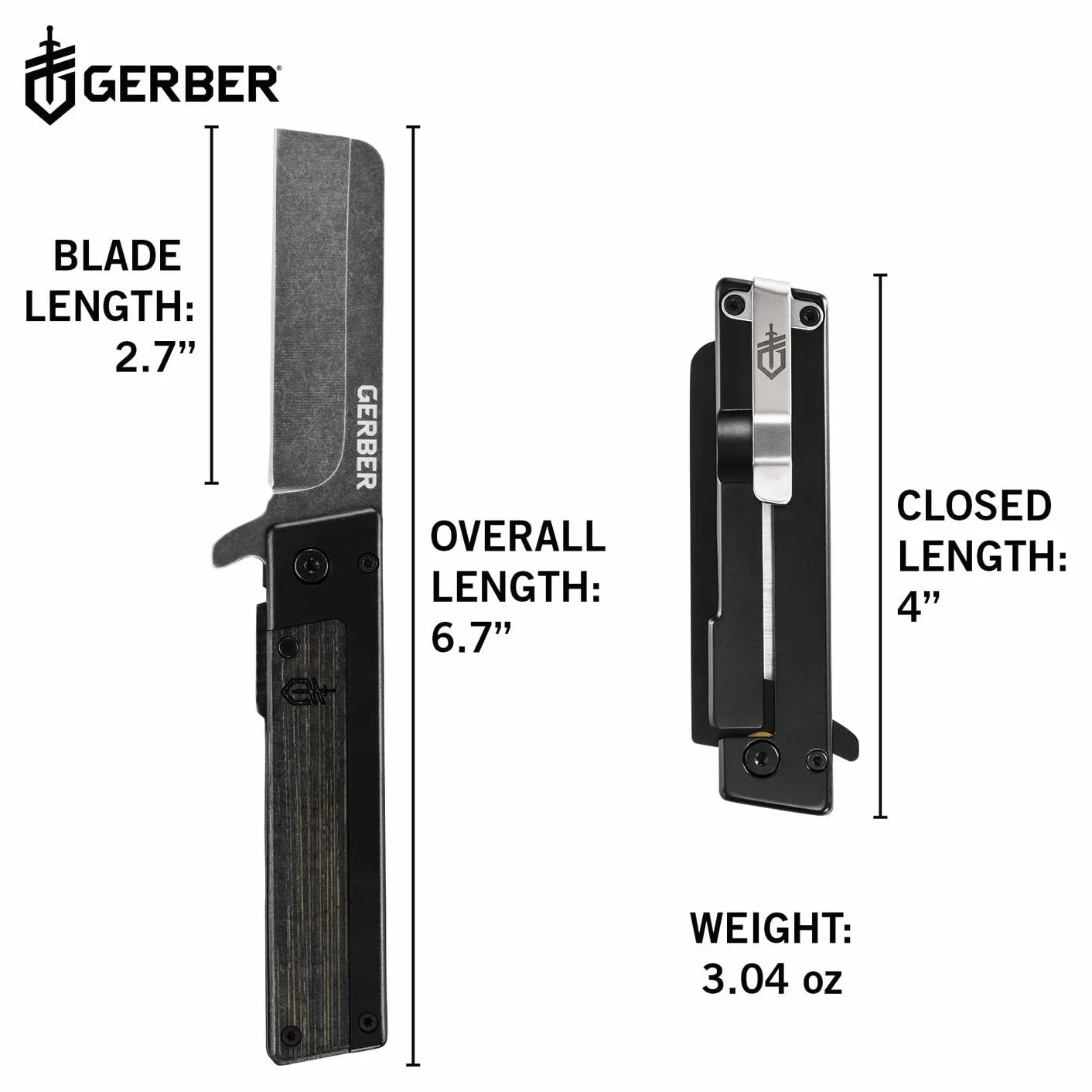 Gerber Scyzoryk z klipsem, Quadrant, blokada Frame Lock, długość ostrza: 7,1 cm, czarny wzór bambusowy, 1066487