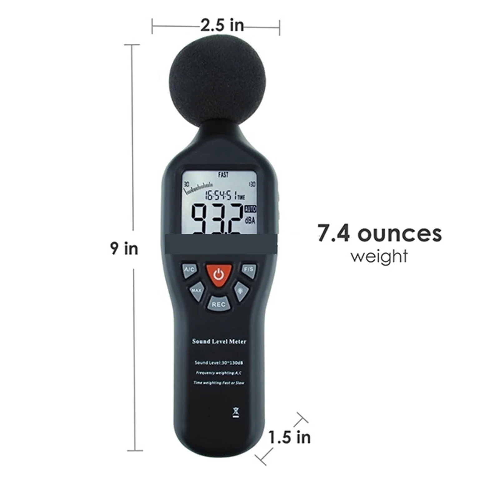 Miernik Decybeli Cyfrowy Miernik Poziomu Dźwięku Decybel 30dB - 130dB Funkcja Rejestrowania Danych Tester Hałasu Rejestrator