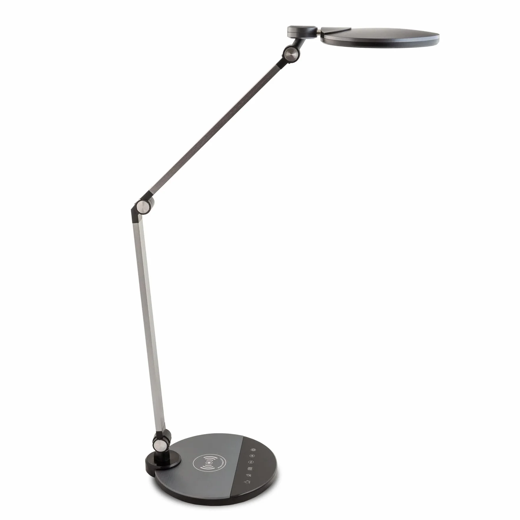 FeinTech LTL00620 lampa biurkowa LED, funkcja ładowania, bezprzewodowe ładowanie indukcyjne, ładowanie bezprzewodowe, srebrno-szara