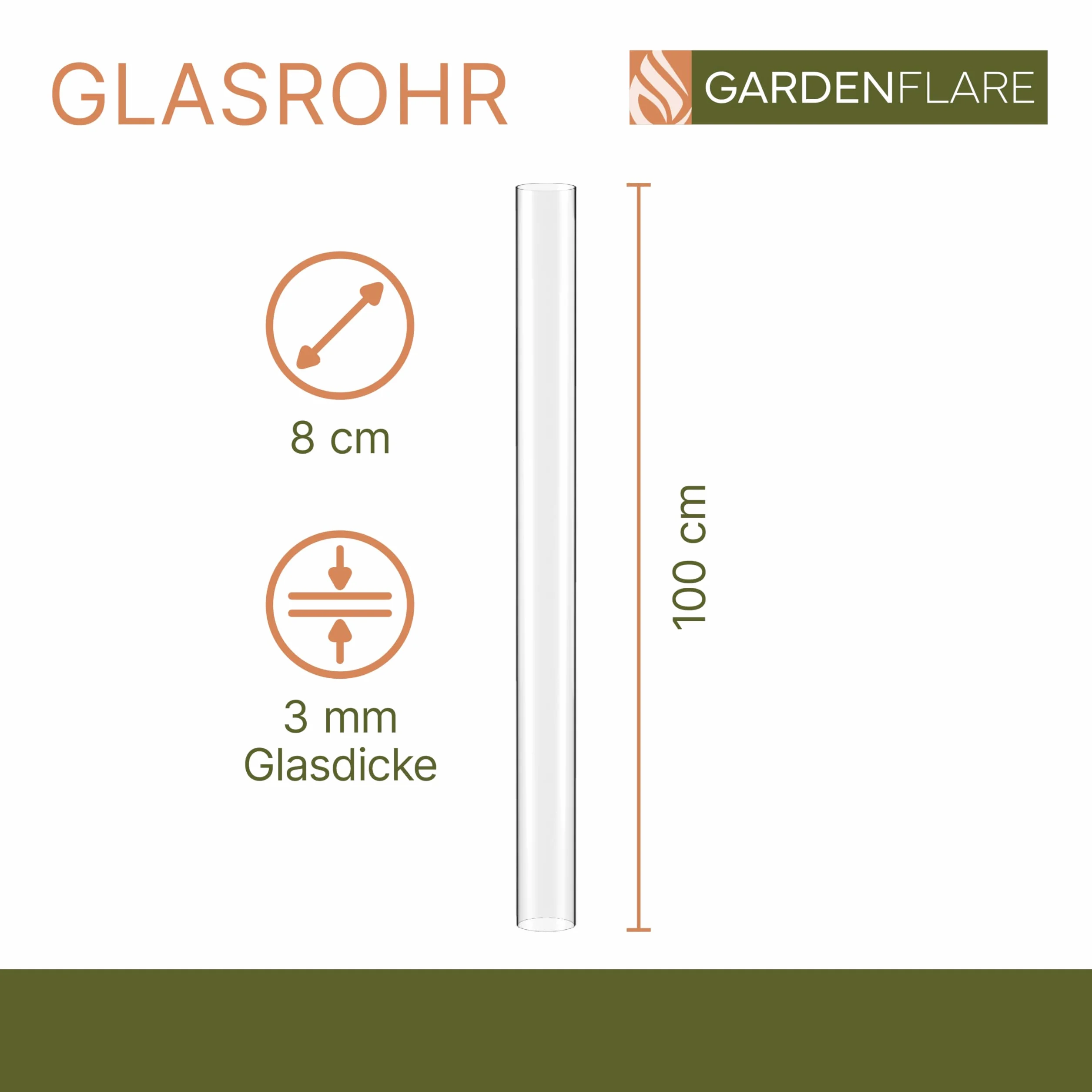 GARDENFLARE Szklana rurka ognioodporna 100 cm do lampy grzewczej