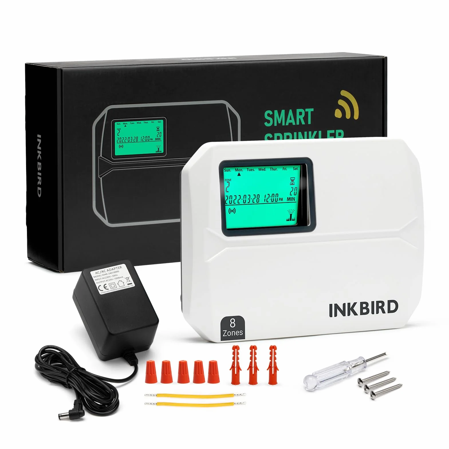 Inkbird IIC-800-WIFI 8-strefowy komputer nawadniający, system nawadniania, sezonowe dostosowanie, z osłoną odporną na warunki atmosferyczne, omijanie deszczu