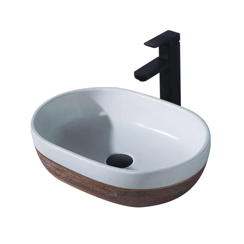 Zlewozmywak naczyniowy Umywalka ceramiczna w stylu europejskim, luksusowa, artystyczna, do łazienki, blat, lekka, z lustrem