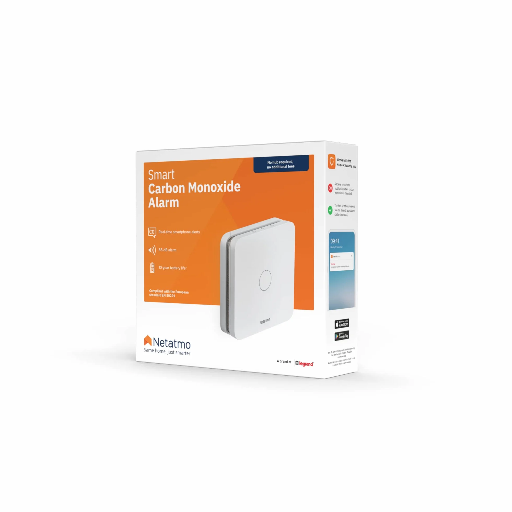 Netatmo - Inteligentny czujnik tlenku węgla, Wi-Fi, 10-letnia autonomia, alarm 85 dB, automatyczne testy, nie wymaga automatyki domowej, certyfikaty EN 50291 i NF, NCO-IT