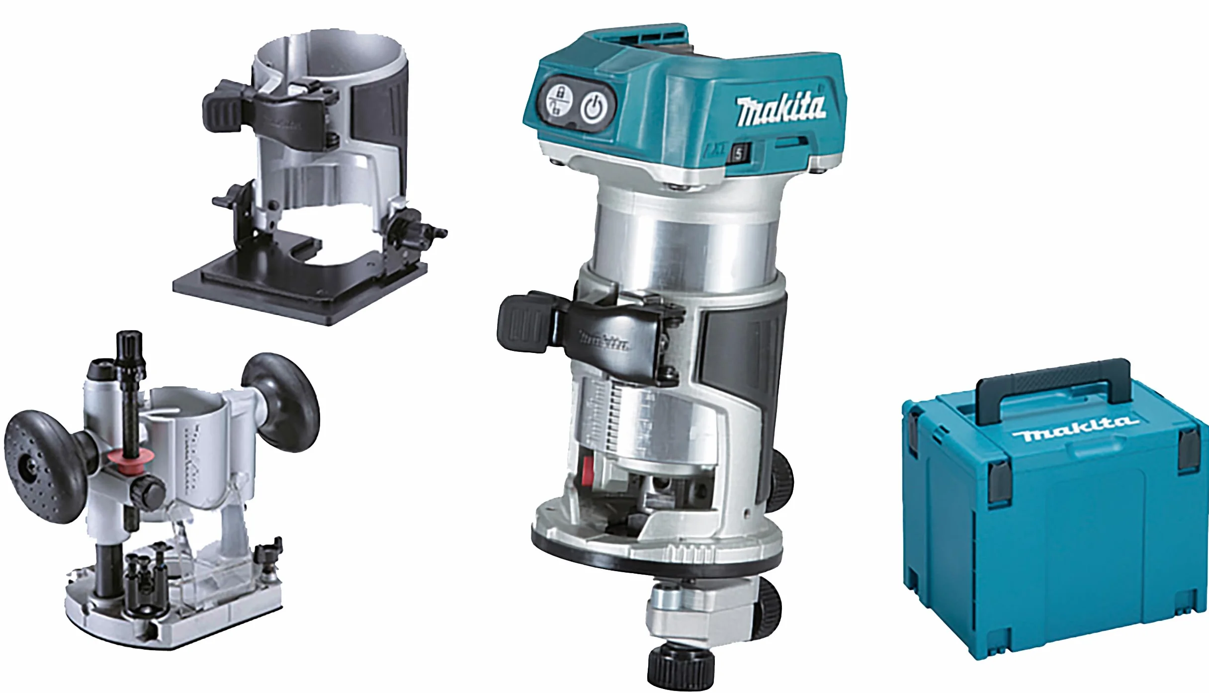 Makita DRT50ZJX2 Frezarka Wielofunkcyjna, 800 W, 18 V, Niebieski, 13.4 x 8.9 x 22.6 cm