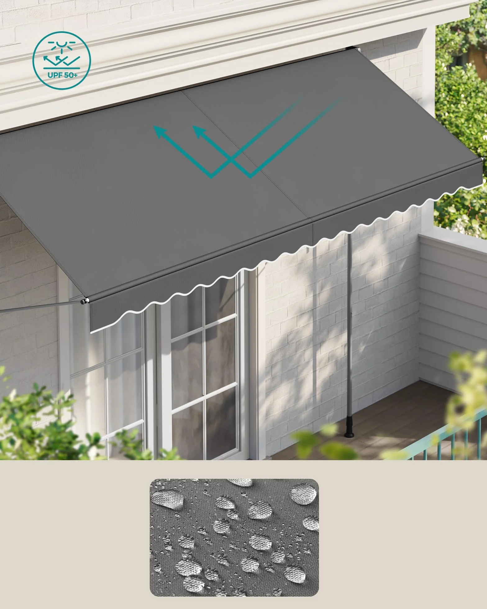 SONGMICS Roleta 350 x 120 cm antracytowa szarość z regulacją wysokości