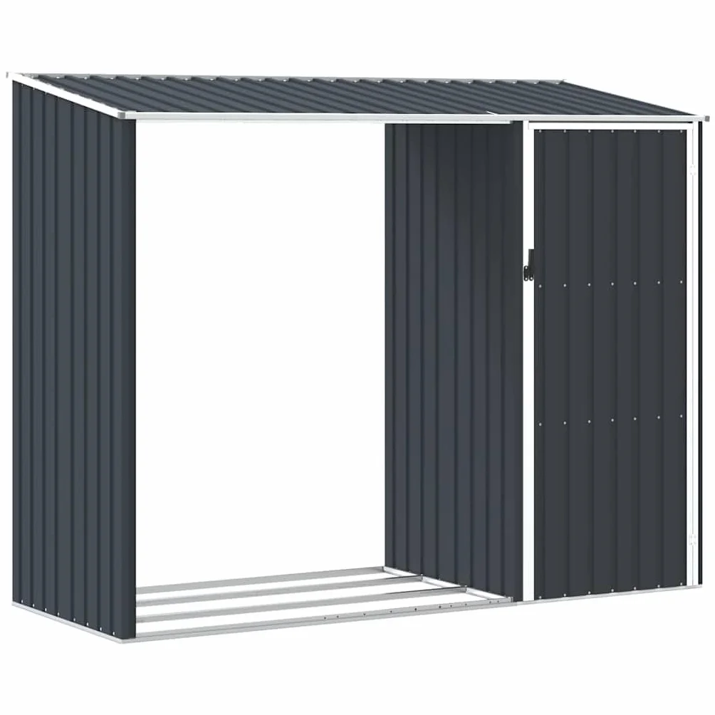 Szopa na drewno z wiatą antracyt 245x98x159 cm stal vidaXL