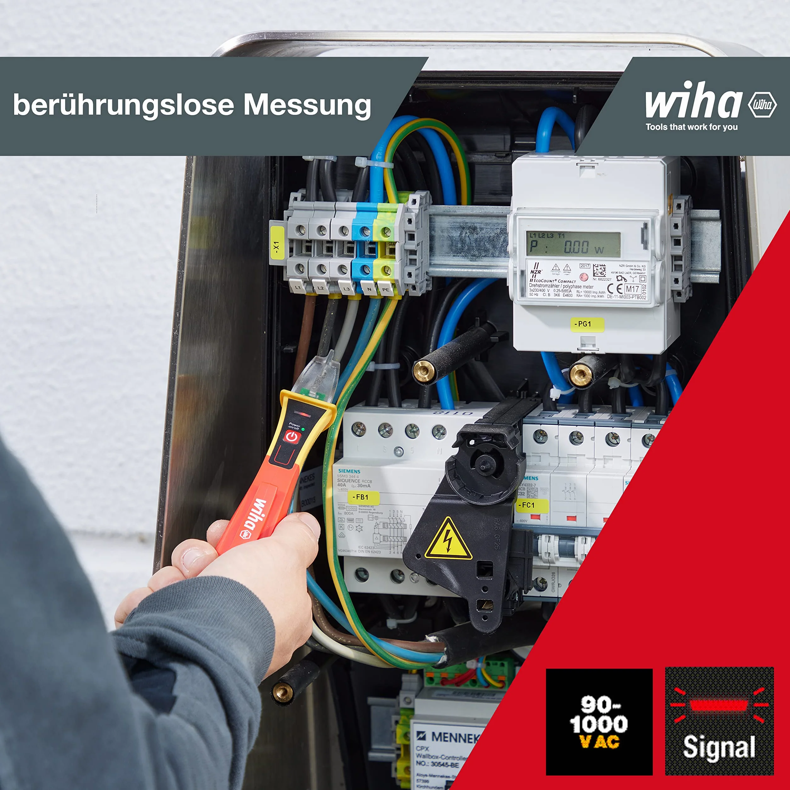WIHA jednorakowy, niekontaktowy detektor woltów, 90-1000 VAC/VDC (43798)