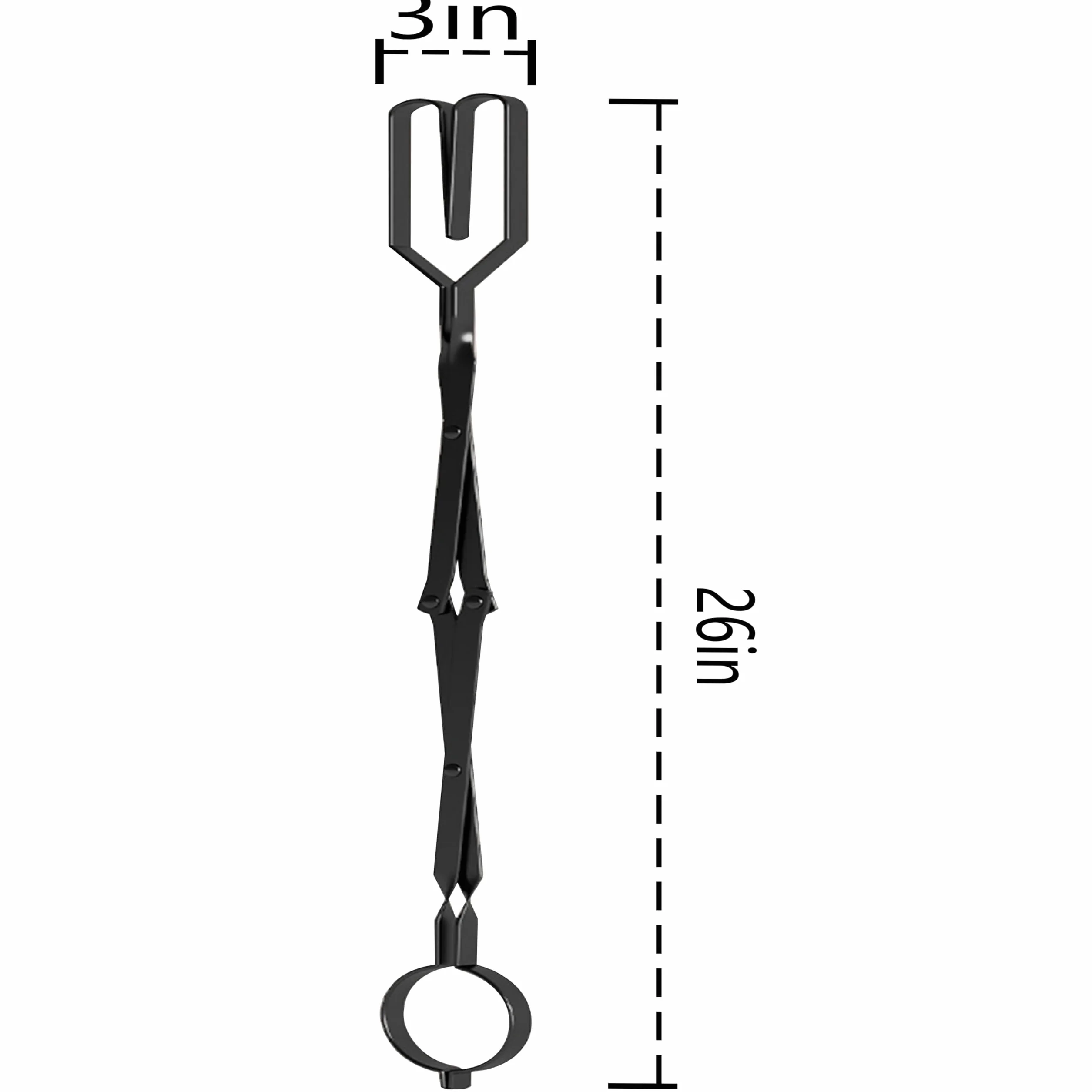 Kingson Arc Design Szczotki do kominka – 66 cm Chwytak do drewna opałowego do kominka wewnętrznego, paleniska na zewnątrz i ogniska obozowiskowego – szlifowany kolor czarny