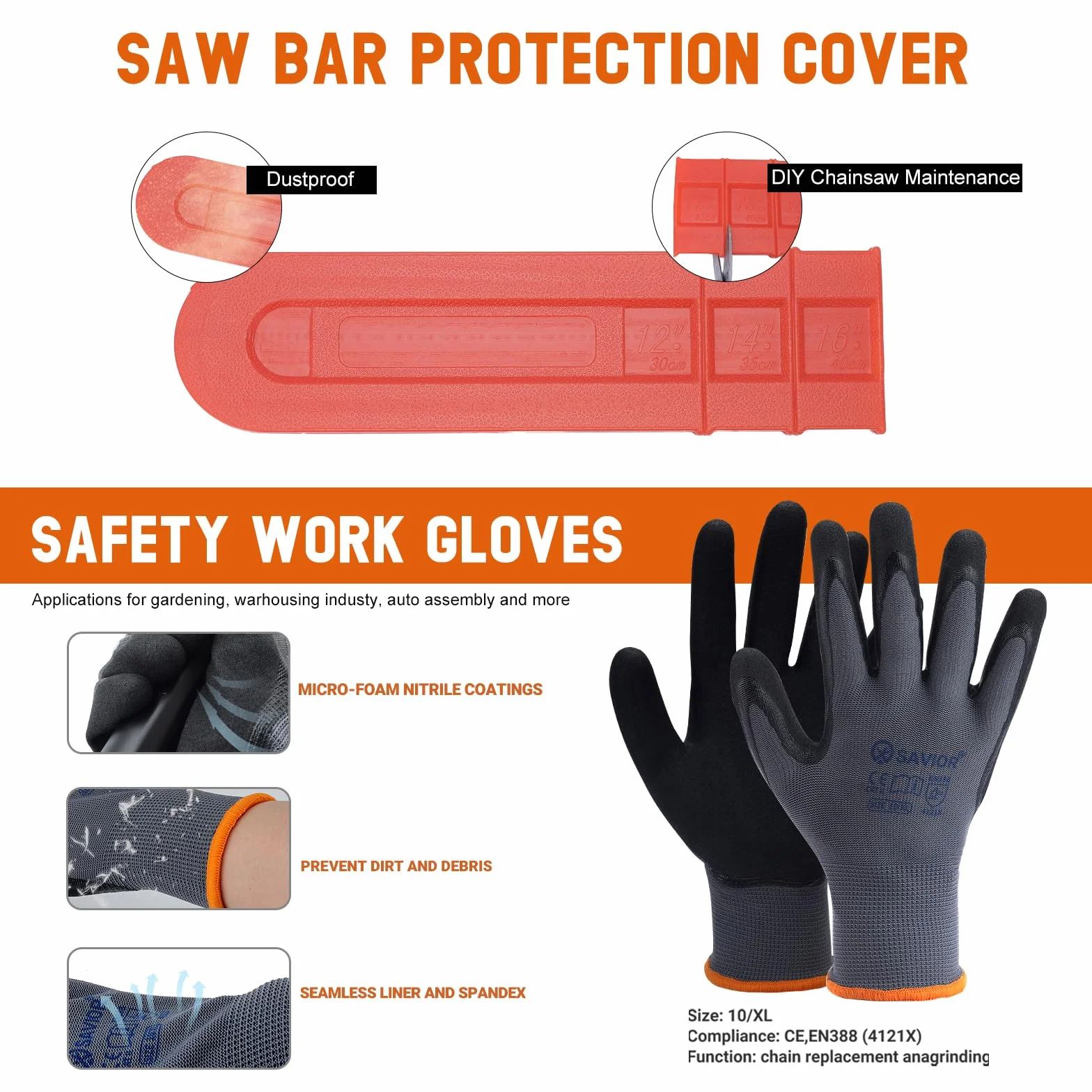 SAVIOR 2-pak MS180 łańcuchy do piły z 35 cm zabezpieczeniem miecza i miecza, zamiennik do Stihl 30050004809, łańcuch zapasowy 3/8" LP 1,3 mm 50 TG do MS181 MS210 MS230 MS231 i wielu innych