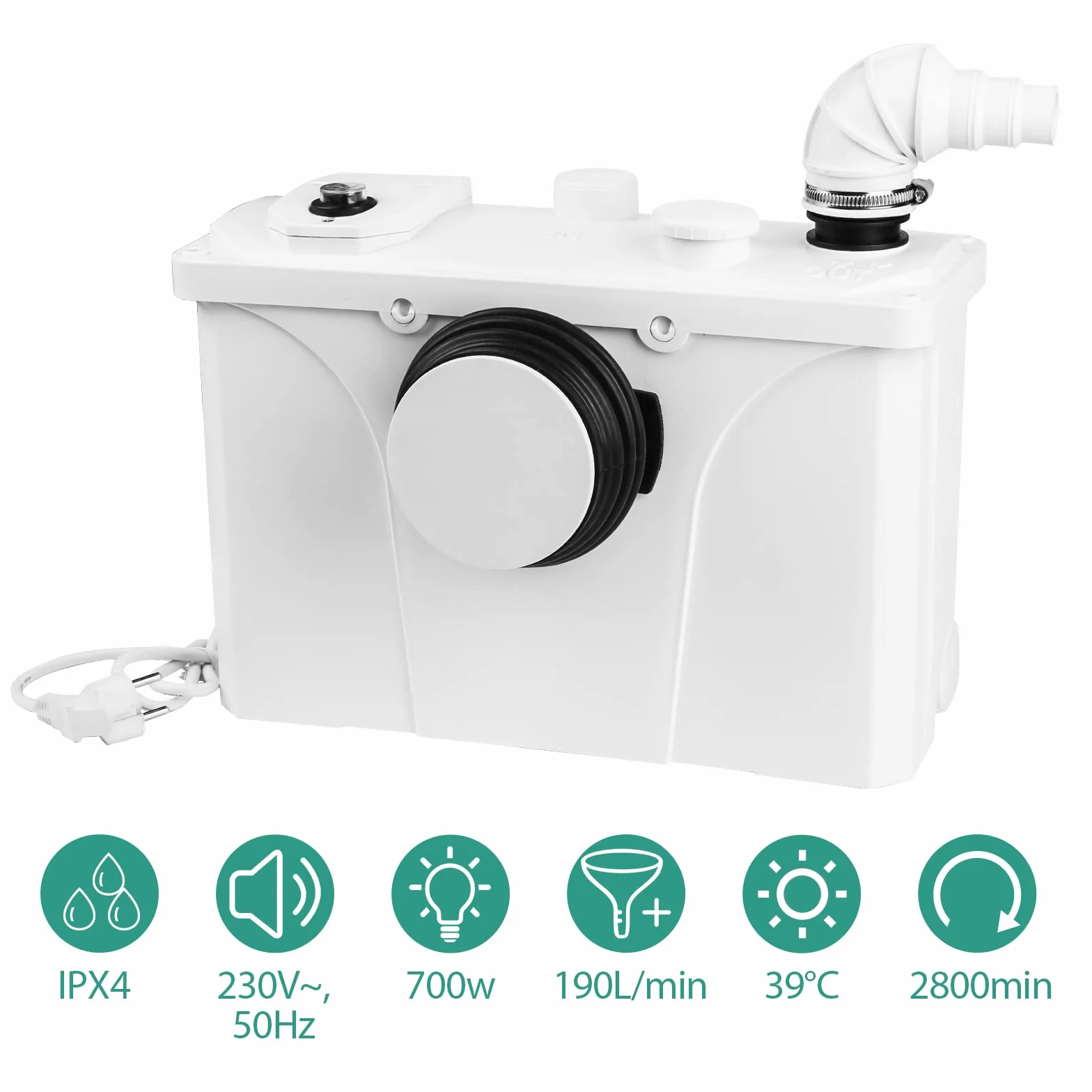 700 W, pompa do brudnej wody, 190 l/min, pompa fekaliowa do toalety, domowej pompy prysznicowej, umywalki, pralki, wanien