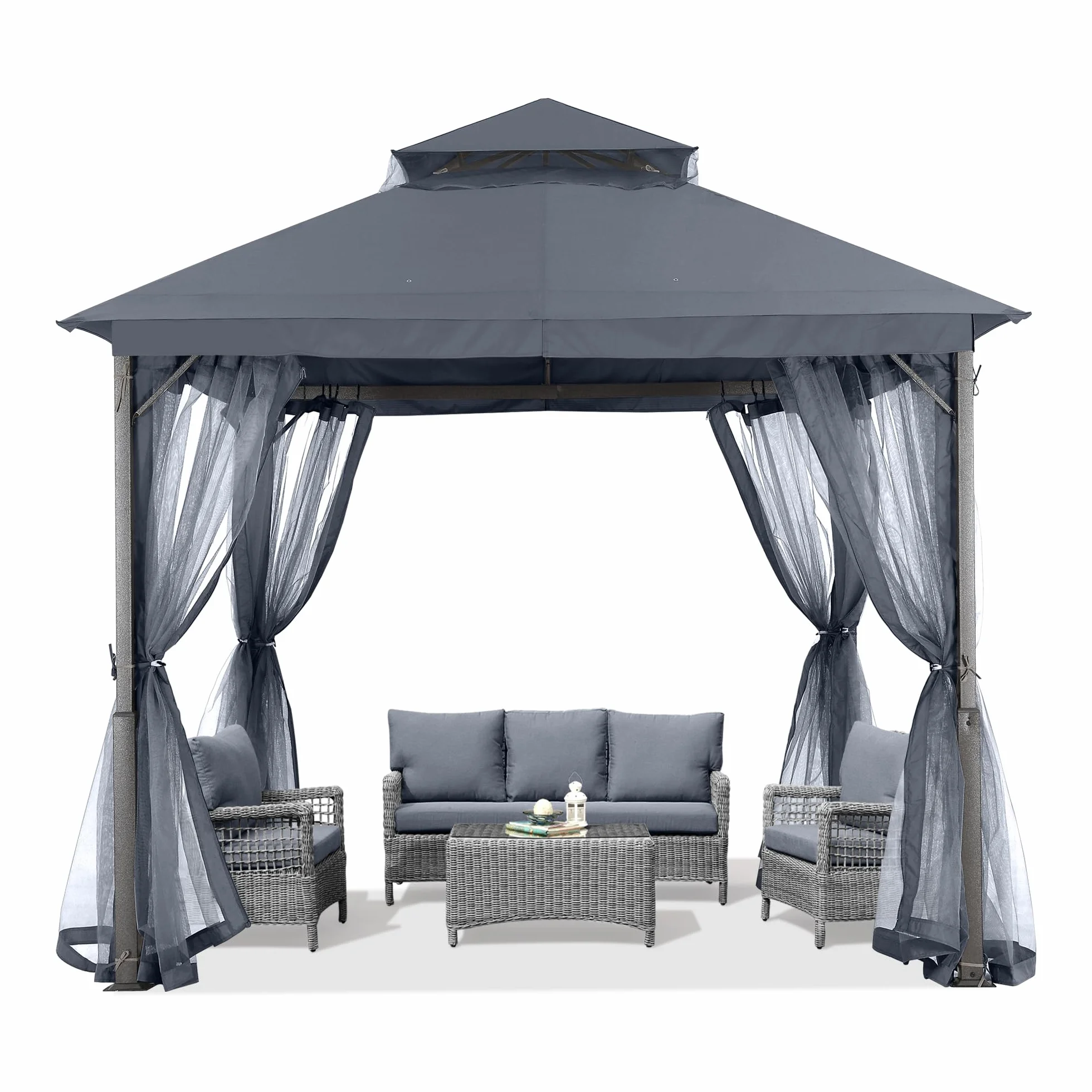 ABCCANOPY Pawilon ogrodowy 2,5 x 2,5 m z podwójnym dachem siatką cień deszcz szary