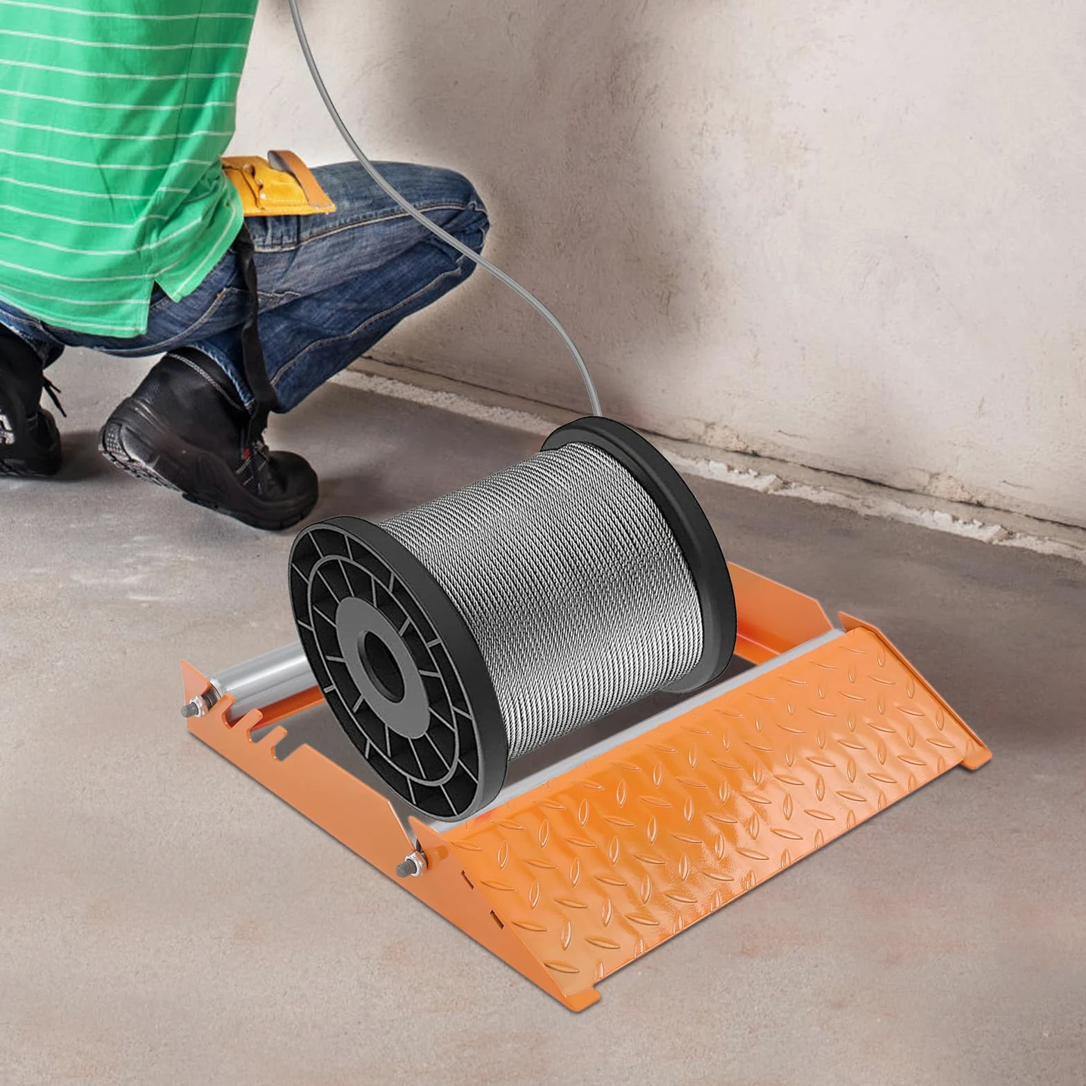 Regulowany stojak na bęben kablowy, stojak na szpulę kablową, uchwyt na rolki kablowe, do średnicy 30-70 cm i szerokości do 50 cm, do rolek nylonowych, żelaznych, drewnianych