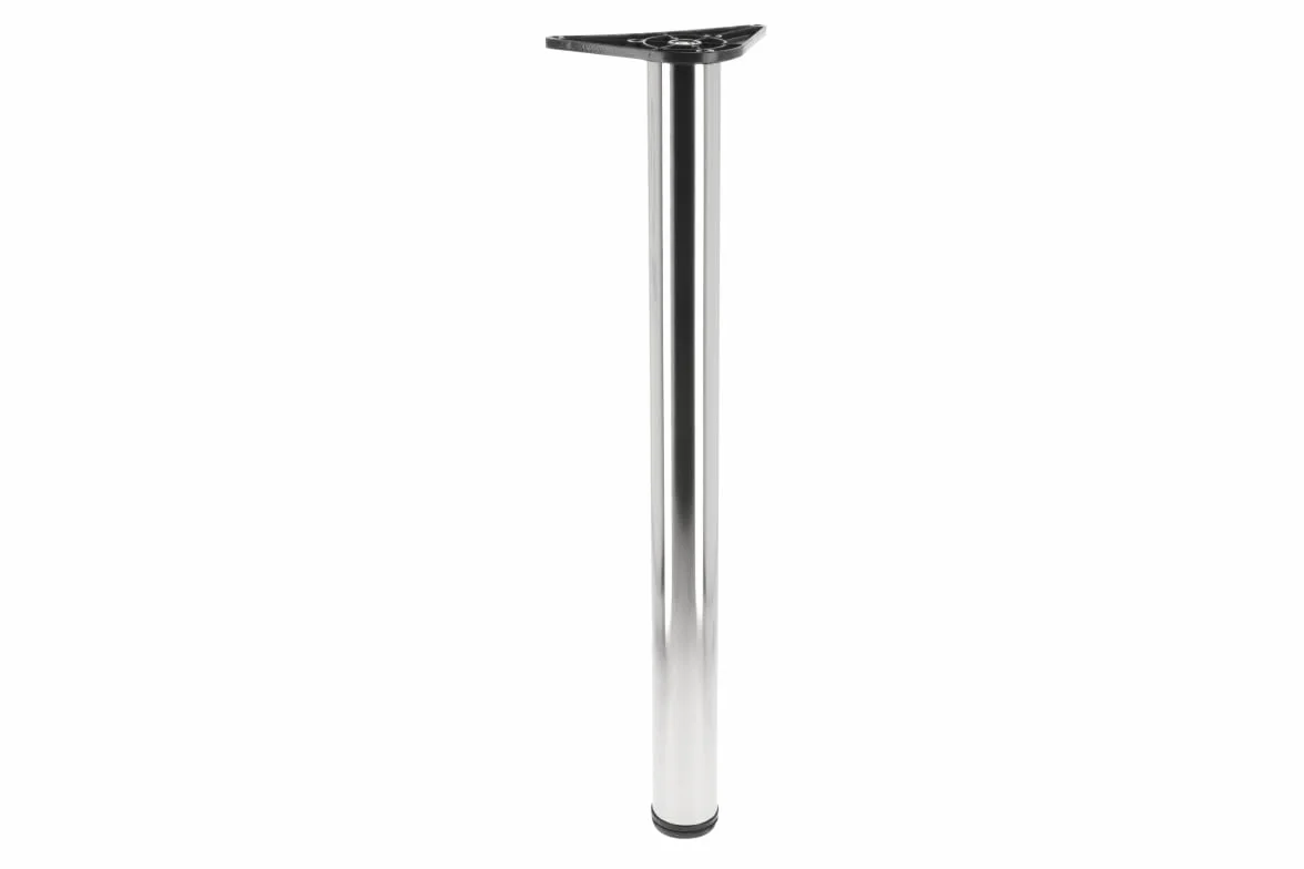 GTV Podstawa meblowa G6 – Ø 60 mm, wys. = 710 mm, stal szczotkowana, okrągła noga stołu z regulacją wysokości 20 mm, płyta montażowa 127 mm, stabilna do blatu, konsoli, stanowiska roboczego