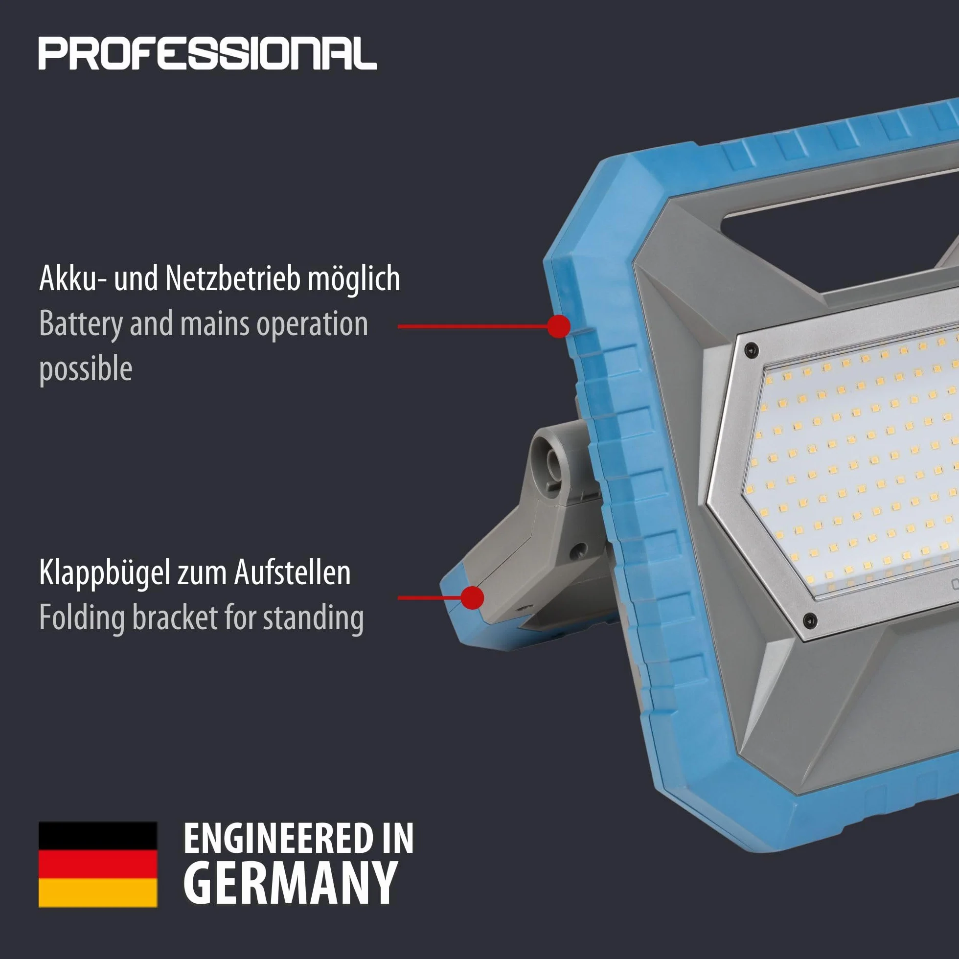 Brennenstuhl Reflektor LED BS 8050 MH (kompatybilny z systemem akumulatorowym Bosch Professional 18V, 80W, 5m kabel RN, 7900lm, bez akumulatora)