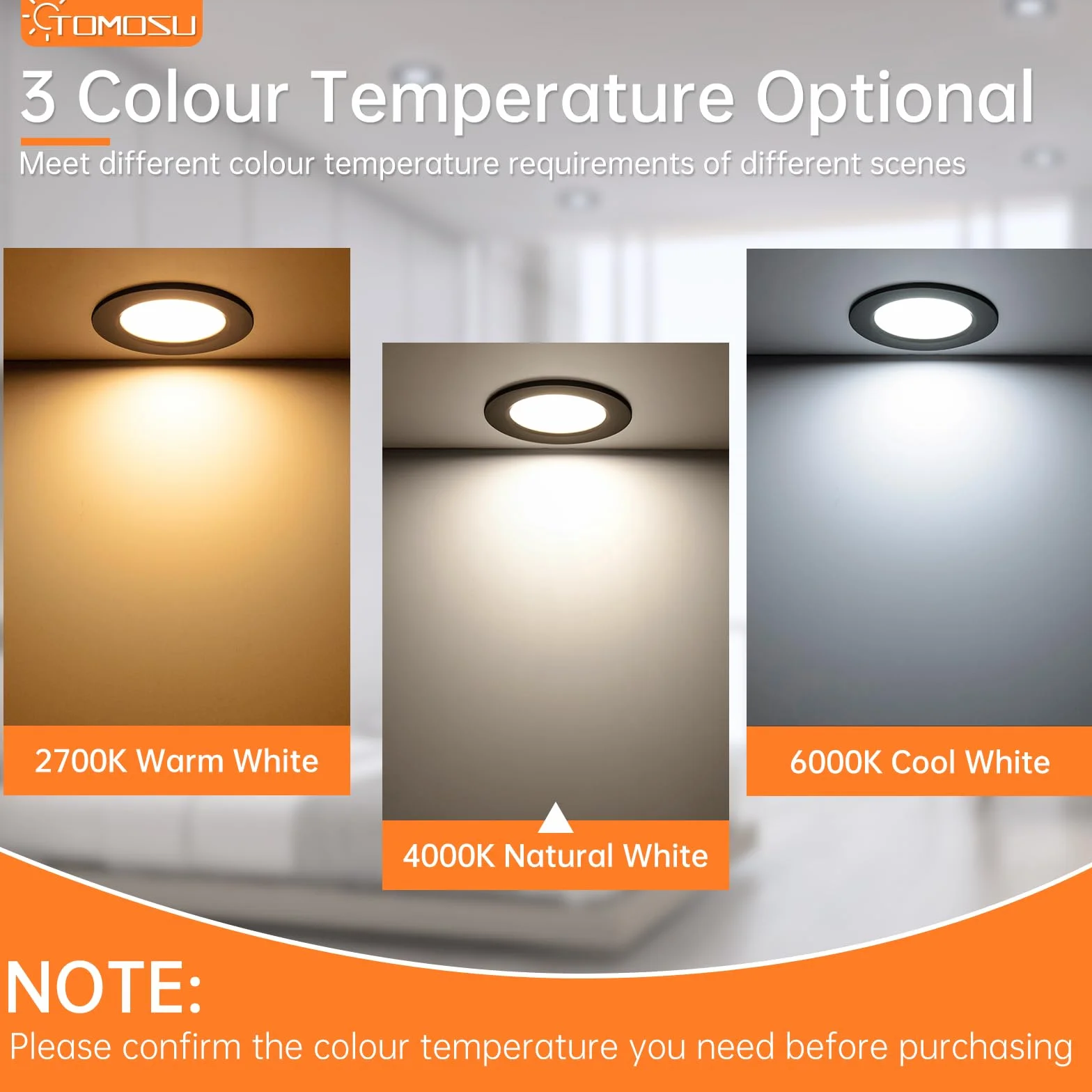 Tomosu Reflektor LED do Zabudowy 230 V, Czarny, 5 W, IP44, Płaski, Okrągły, Ø 75-85 mm, Głębokość 24 mm, 450 lm, Światło Punktowe LED, Neutralna Biel, 4000 K