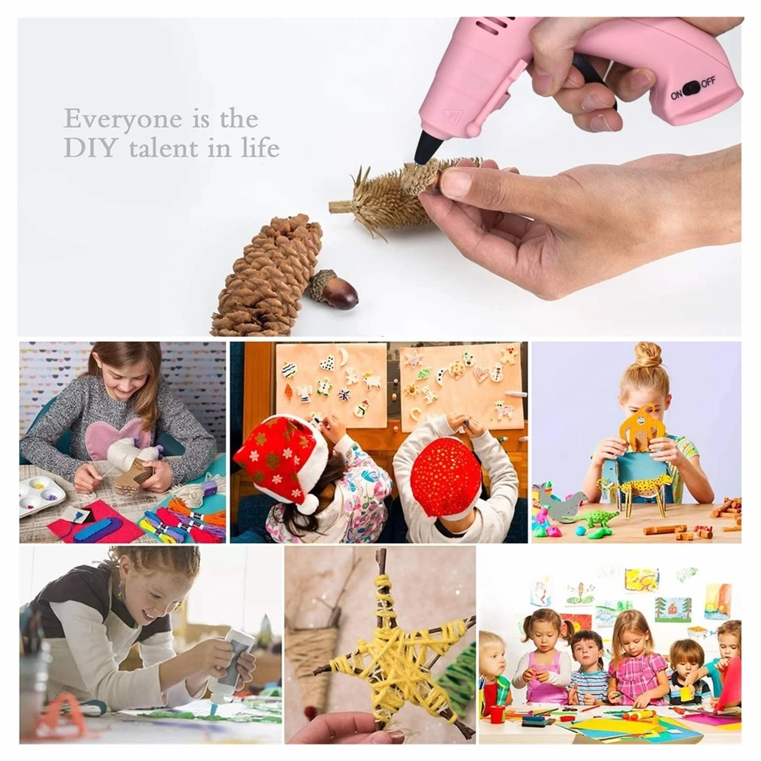 Pistolet Do Kleju Na GorąCo Bezprzewodowy Pistolet Do Klejenia Na Gorąco Dziecko Rękodzieło Domowe DIY Naprawa Użyj 7mm Klej W Sztyfcie Bezprzewodowy Pistolet Do Kleju 3.6V 60 Min Czas Użytkowania(SET