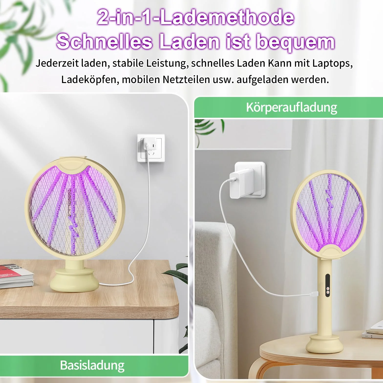 OKYUK Elektryczna łapka na muchy 3 w 1, składana, 3500 V, bardzo mocna elektryczna łapka na muchy, niszczyciel owadów lampa UV na komary, zdejmowana podstawa ładująca, na komary, muchy, ćmy, ze