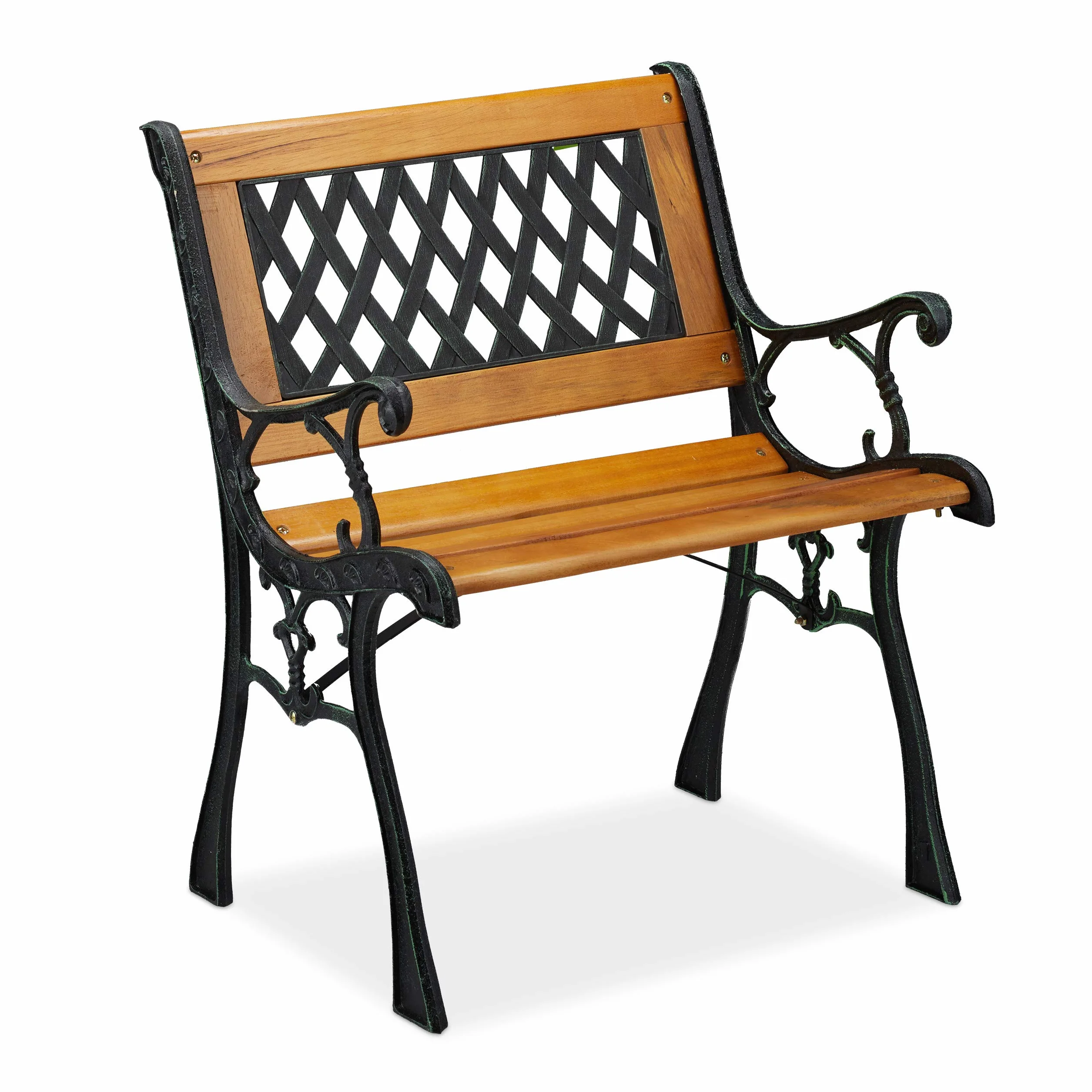Relaxdays krzesło ogrodowe z podłokietnikami szerokie siedzisko vintage 73x62x52.5 cm jasnobrązowe czarne