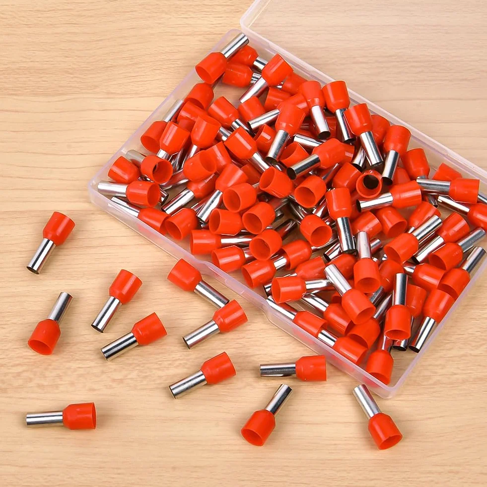 flintronic Zestaw tulejek kablowych 10 mm², 100 sztuk końcówek kablowych, płaskie tulejki, złącza zaciskowe, osłony izolacyjne, widelce, końcówki kablowe, pudełko kablowe, złącze wtykowe dla