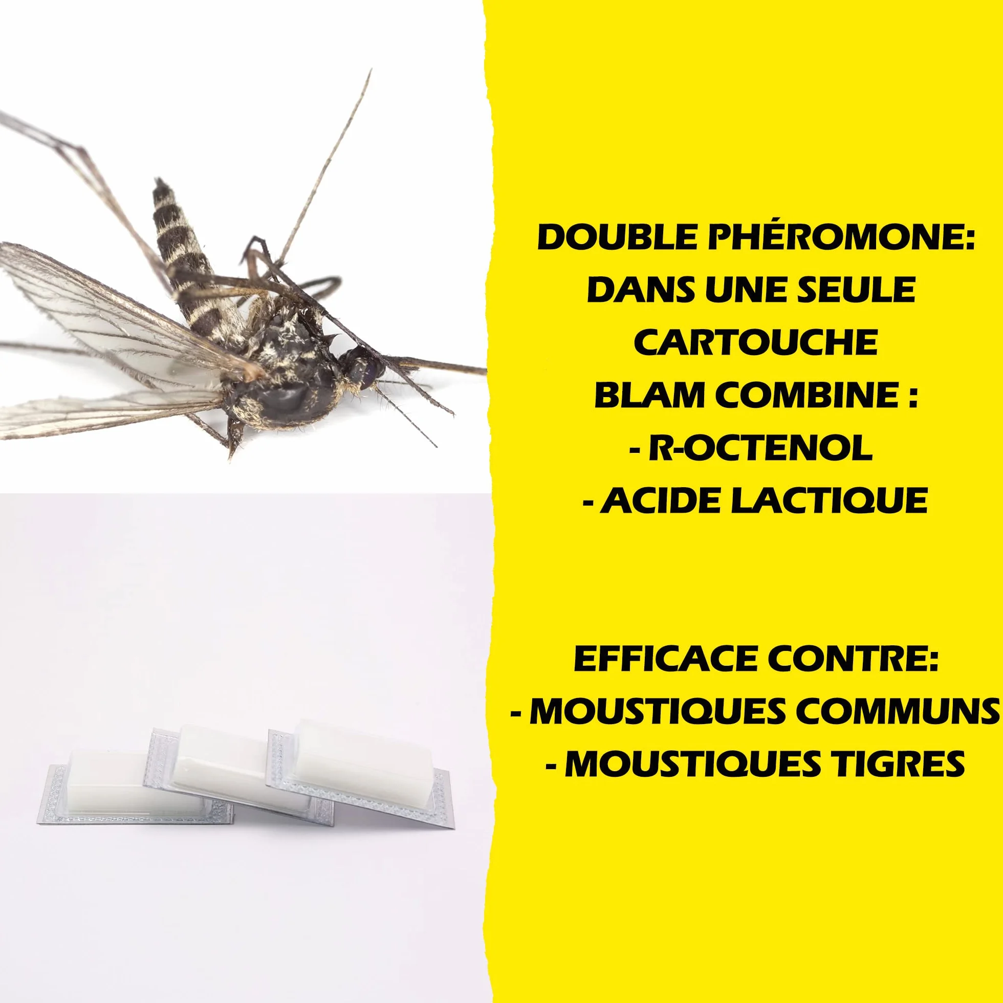 BLAM 3 przynęty na komary z magnesem Mosquito, podwójny feromon, R-Octenol, kwas mlekowy, 3 x 45 dni