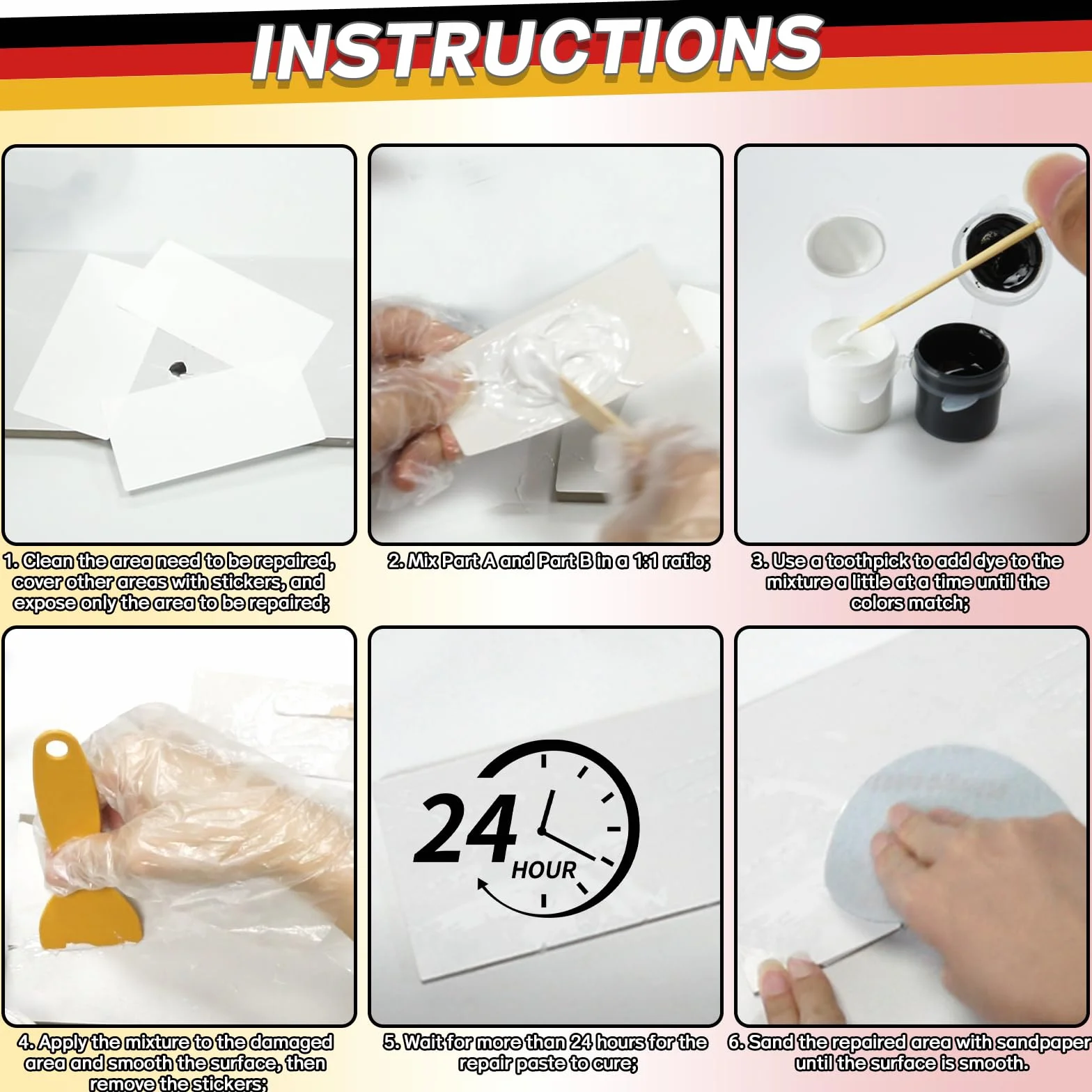 Zestaw do naprawy płytek, zestaw naprawczy do wanny, ceramiczny i emaliowany zestaw naprawczy prysznica, naprawa ceramicznych zlewów, zestaw do przycinania pęknięć w wannie (Biały, 100G)