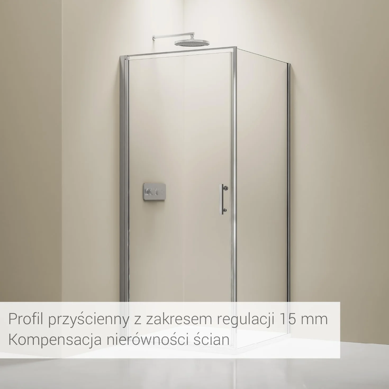 BERNSTEIN Kabina prysznicowa 90x100cm wysokość 195cm narożna kabina prysznicowa z wejściem od przodu NT416 szkło bezpieczne ESG 8 mm ze szkła przezroczystego z nano