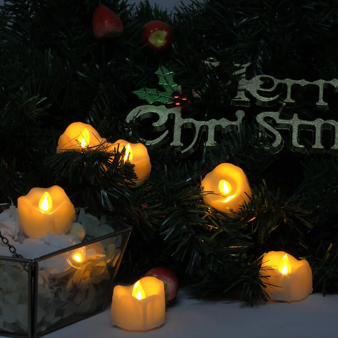 Świece bezpłomieniowe, realistyczne, migoczące świeczki LED typu tealight, 300 godzin światła non-stop, z pilotem zdalnego sterowania i timerem 2/4/6/8 godzin, kolor kości słoniowej, 6 sztuk/opakowanie (białe)