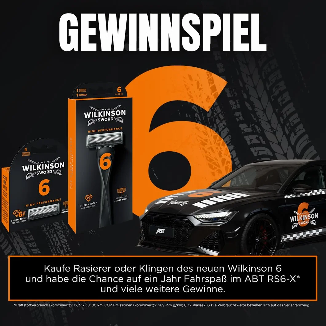 Wilkinson Sword - Wilkinson 6 golarek dla mężczyzn, golarka + 1 ostrze do golenia, 6 ostrzy powlekanych diamentami dla wyjątkowo dokładnego golenia