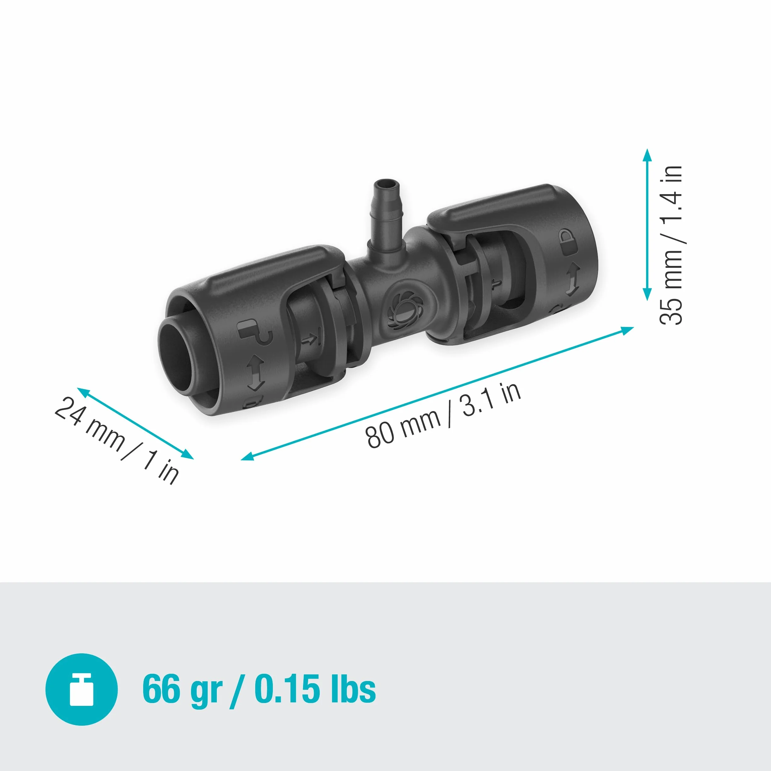 Gardena system Micro-Drip trójnik redukcyjny: Praktyczne połączenie T do przejścia rury 13 mm w rurę 4,6 mm, technika połączeniowa Quick & Easy, możliwość ponownego użycia (13204-20)