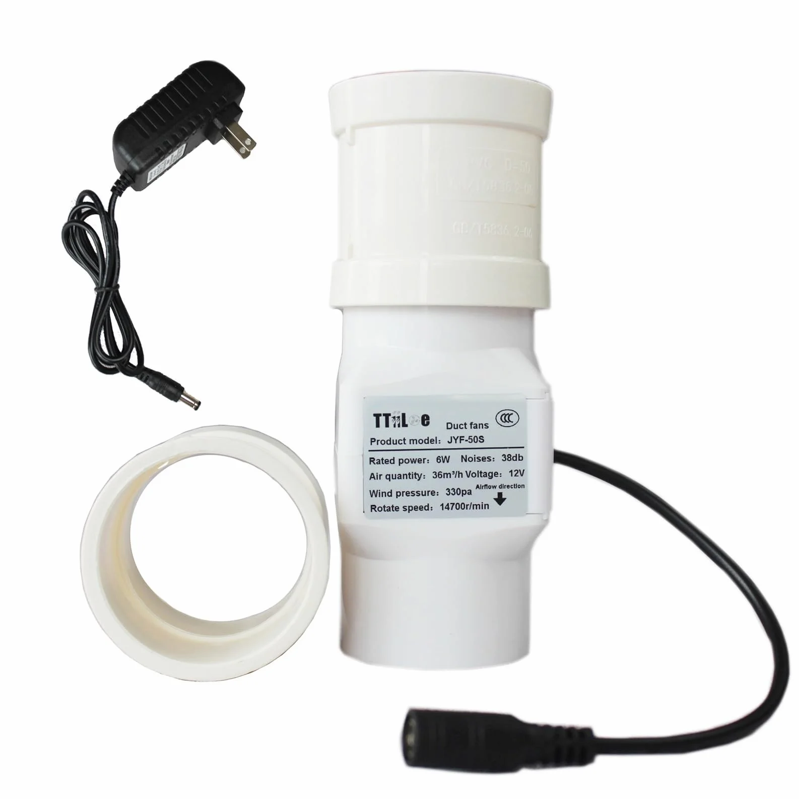 2 Cal wentylator kanałowy do łazienki 12V 6W wbudowany wentylator wyciągowy Mini dmuchawa wentylacyjna potężny wentylator turbo do samochodu, szklarnia, namiot do uprawy (Color : 50-50mm)