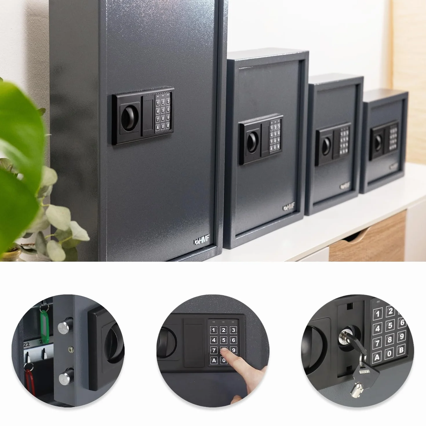 HMF 2030-11 sejf na klucze z zamkiem elektronicznym, 30 haczyków, 30 x 28 x 10 cm, antracyt