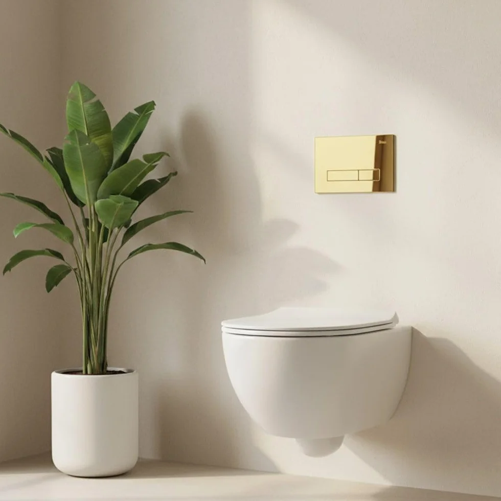 Rea - Stelaż Zestaw Podtynkowy K011A-Q Do Mis Wc Z Przyciskiem Hd Złoty, 9 X 52,5 X 103,5 Cm