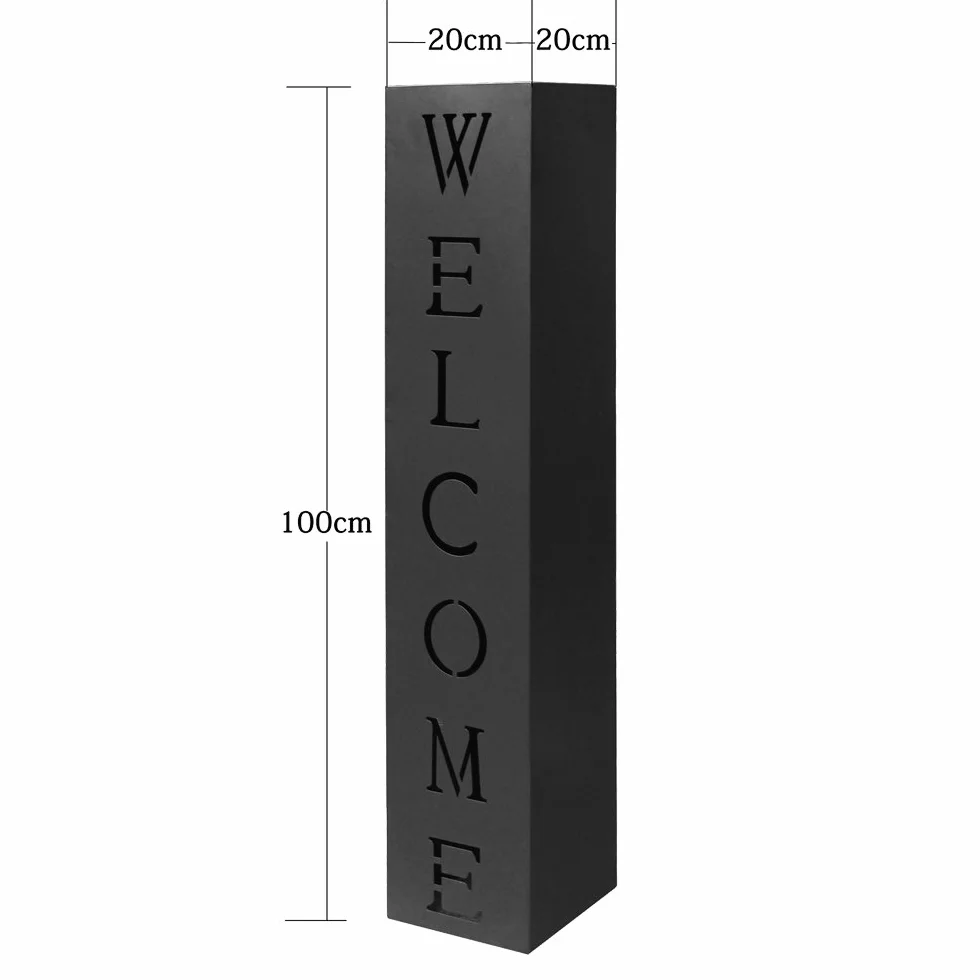 Kolumna dekoracyjna Welcome stalowa 100x20x20 cm czarna do ogrodu