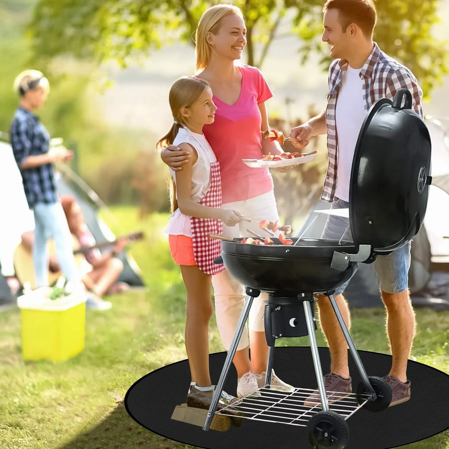 Ognioodporna podkładka okrągła mata do grillowania ochrona podłogi przeciwpożarowa wodoodporna olejoodporna BBQ