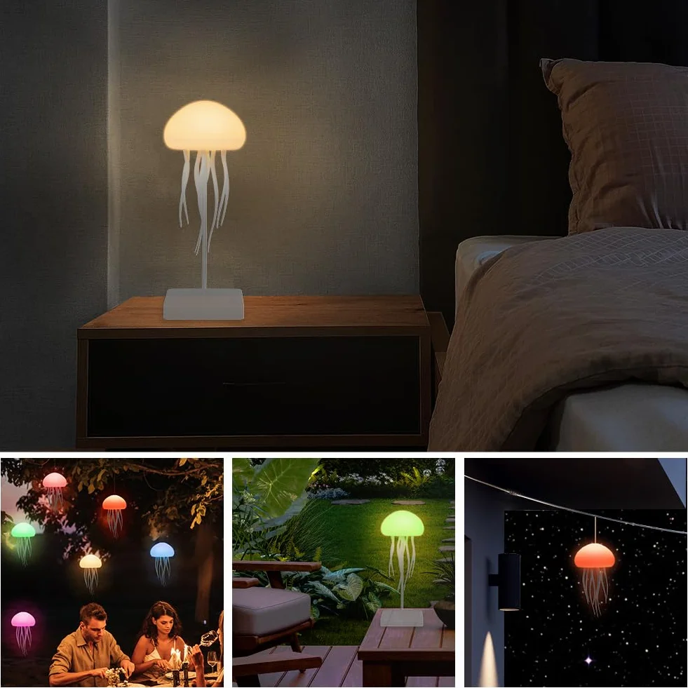 Lampa Jellyfish Led, Lampa Nastrojowa Rgb Z Wielokolorowym Gradientem Meduz, Akumulatorowa Lampa Stołowa Z Meduzami, Sterowana Głosem Lampa Stołowa, Lampa Meduz Na Biurko I Przy Łóżku