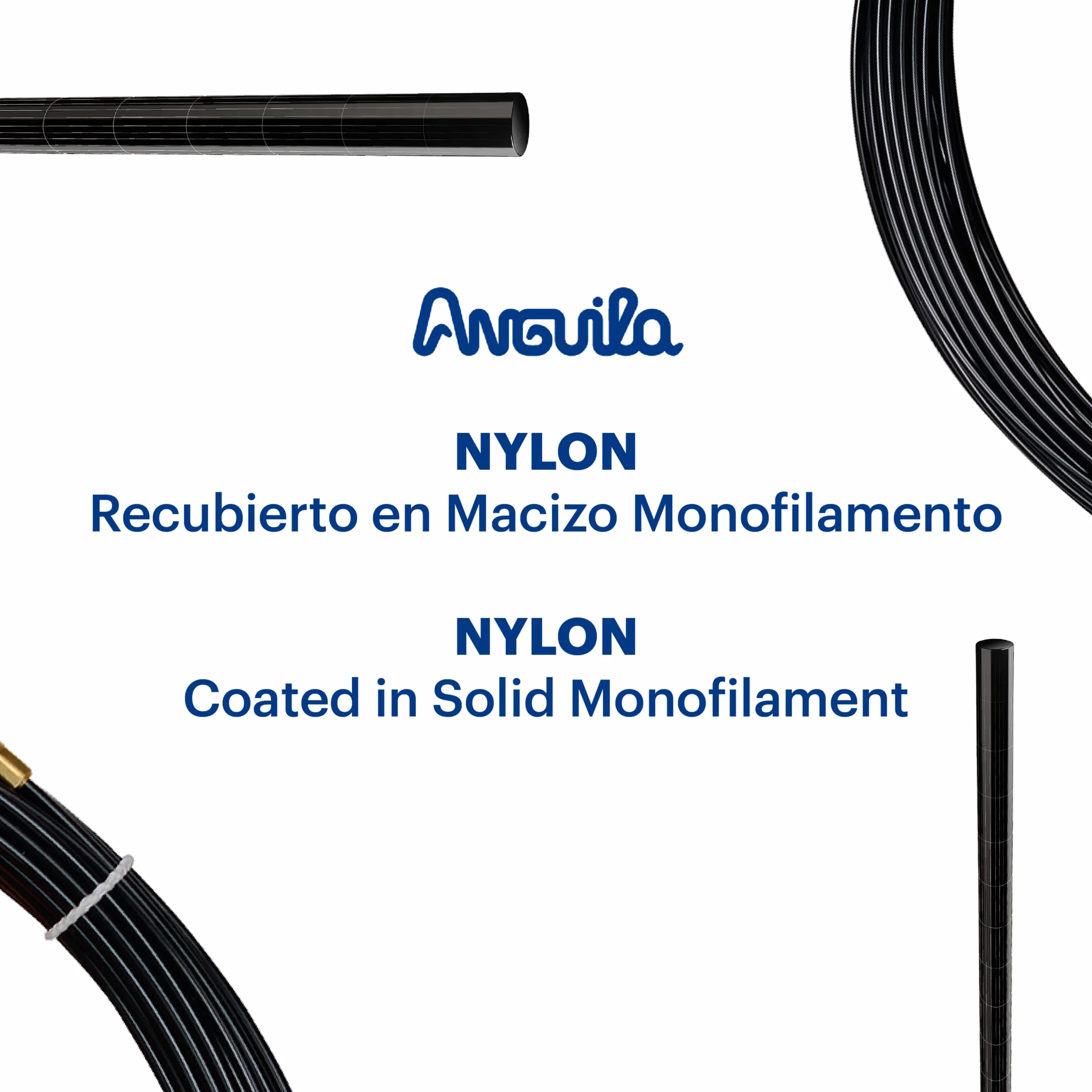 Anguila Pomoc do wciągania kabli | stałe końcówki | pojedyncze włókno lite | nylon | kolor czarny | średnica 3 mm | 5 metrów