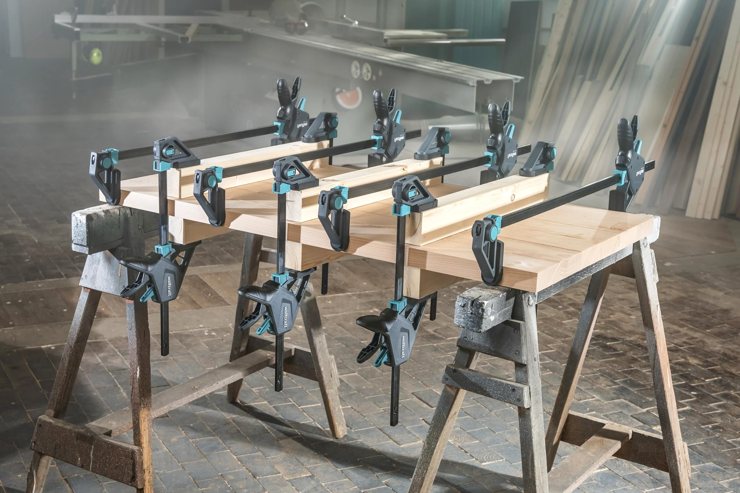 wolfcraft 8663060 - PRO MAX + zestaw zacisków ręcznych + złącze - siła zacisku 250kg