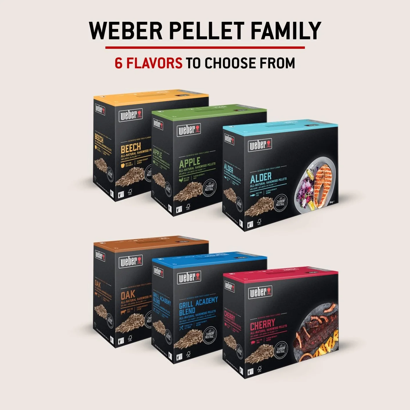 Weber pellet - Drewno Bukowe (8kg), Doskonałe do Wędzenia Warzyw, 100% Naturalne Drewnopellety, Produkt UE, Zrównoważone Odbiór, Certyfikowane Drewno FSC (18292)