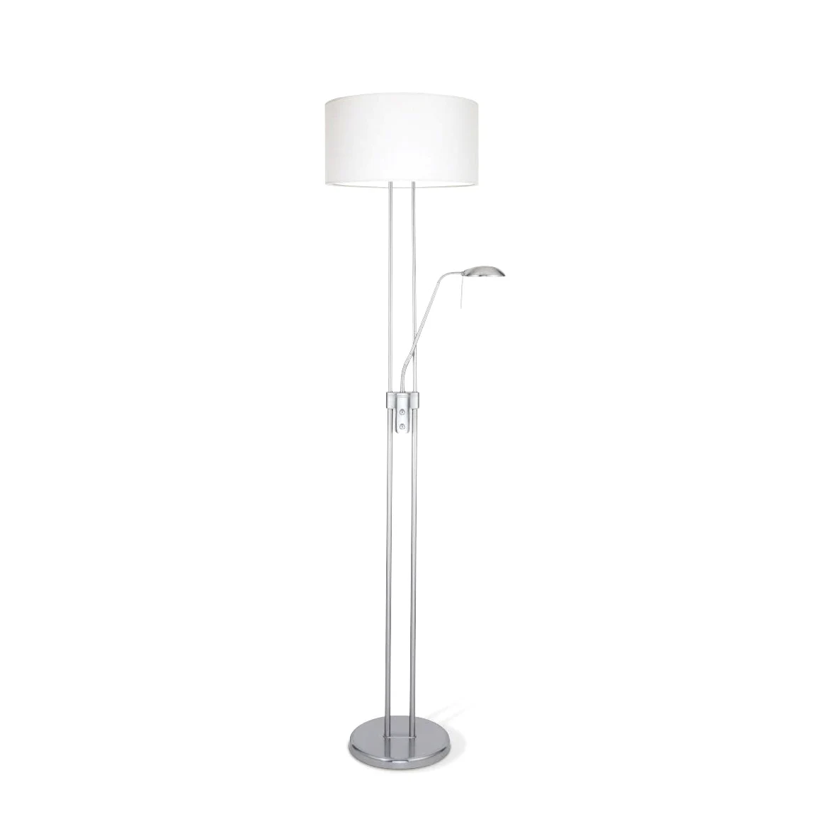 Home Sweet Home Klasyczna Lampa Podłogowa Up | 50/50/185cm | Stal Szczotkowana | Lampa Stojąca z 2 Kloszami | Odpowiednia dla Źródła Światła LED E27 | z Włącznikiem Nożnym | Dla Salonu.